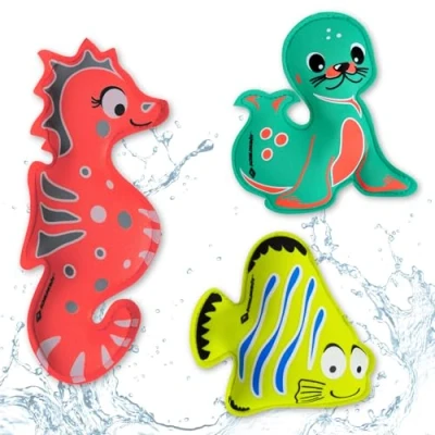 Abbildung von Schildkröt Tiere Tauchtiere, 3er Set Diving Animals bestehend aus 1 Seelöwe, Seepferdchen, Fisch, perfekt für das Ausdauertraining im Wasser, Neopren Tauchtierchen, 970328, S