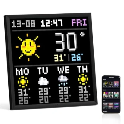 Abbildung von Divoom Pixoo 64 WiFi Pixel Art Display mit einem 64x64 LED Panel, einzigartige Beleuchtungsdekoration App Steuerung