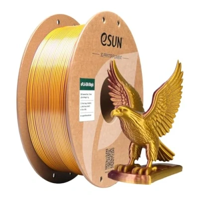Abbildung von eSUN Silk Dual Color PLA Filament 1.75mm, Co Extrusion Magic 3D Druck Filament, Farbverlauf wechselnd 1KG Spule (2.2 LBS) für Drucker, Lila Gold