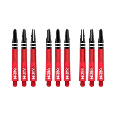 Abbildung von RED DRAGON Nitrotech Dart Schäfte, 3 Stück pro Packung (9 Schäfte insgesamt) mit Punktekarte, rot, M