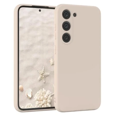 Abbildung von EAZY Case Silikonhülle für Samsung Galaxy S23 Hülle Silikon Beige weich stoßfeste Handyhülle Schutzhülle mit Kameraschutz Dünn Premium Schutz Cover TPU Phone Bumper in Taupe