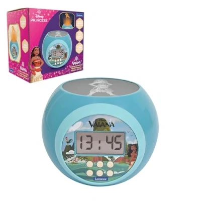 Abbildung von Lexibook, Disney Vaiana, Wecker Projektor mit Alarmfunktion und Snooze Schlummerfunktion, Nachtlicht Timer, LCD Bildschirm, batteriebetrieben, Blau, RL977VN