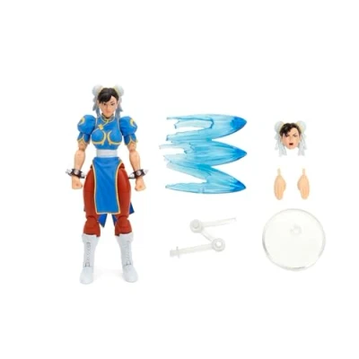 Abbildung von Jada Toys Street Fighter Figur Chun LI (15 cm) bewegliche Sammel und Actionfigur aus 2: The Final Challengers, mit alternativem Kopf, Händen Zubehör, ab 13 Jahre