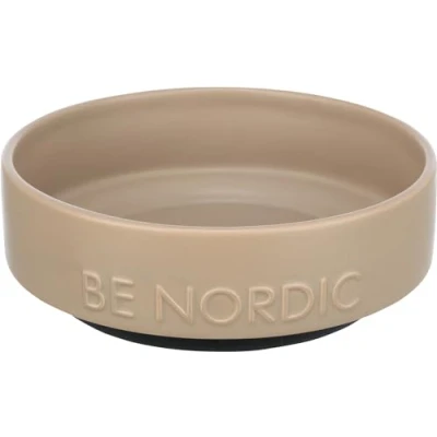 Abbildung von TRIXIE Hundenapf aus Keramik BE NORDIC 500 ml taupe moderner Fressnapf für kleine Hunde ø 16 cm Keramiknapf mit rutschfester Gummierung 24526