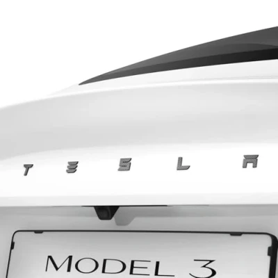 Abbildung von Spigen Tesla Model 3 Highland 2024 Hinteres Emblem Logo Aufkleber, Perfekte Anpassung und Abdeckung, Einfache Installation, Kompatibel mit Zubehör Carbon