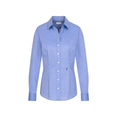 Abbildung von Seidensticker Damen City Langarm Slim Fit Uni Bügelfrei Bluse, Mittelblau, 40 EU