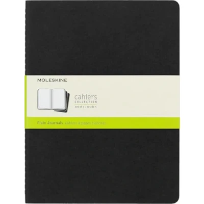 Abbildung von Moleskine Cahier Journal, Set mit 3 Notizbüchern weißen Seiten, Kartonabdeckung, extra großen Abmessungen 19 x 25 cm, Farbe Schwarz, 120 Seiten