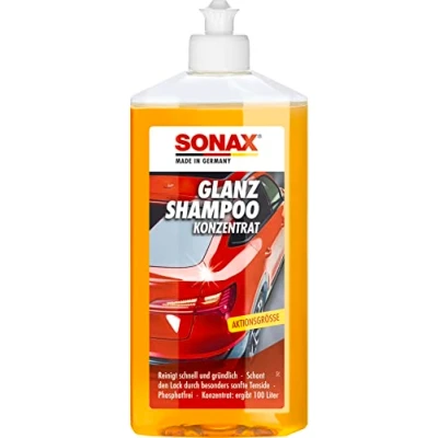 Abbildung von SONAX GlanzShampoo Konzentrat (500 ml) durchdringt und löst Schmutz gründlich, ohne Angreifen der Wachs Schutzschicht Art Nr. 03142000