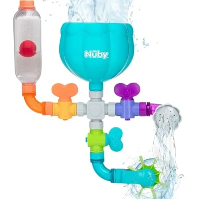 Abbildung von Nuby Wacky Waterworks Badespielzeug mit Saugnapf, kognitive Entwicklung für Kinder, interaktives Wasserspielzeug, lustiges und lehrreiches Spielzeug, ab 3 Jahren