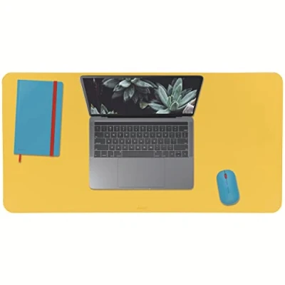 Abbildung von Leitz Schreibtischunterlage, Groß, 80 x 40 cm, Anti Rutsch Matte Für Laptop, PC, Monitore &amp; Mauspads, Schreibtischschoner Mauspad, Zuhause/das Büro, Cosy Serie, Gelb, 52680019