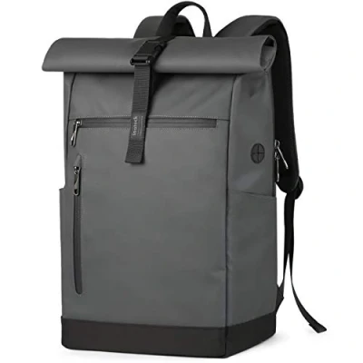 Abbildung von Inateck RollTop Rucksack Herren Damen 25L 30L Fahrradrucksack LaptopRucksack Schulrucksack für Uni Fahrrad Freizeit Job Sport Reisen, Radsport Stylische Tagesrucksack mit 17 Zoll Laptopfach Grau