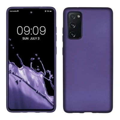 Abbildung von kwmobile Case kompatibel mit Samsung Galaxy S20 FE Hülle Schutzhülle aus Silikon metallisch schimmernd Handyhülle Metallic Blauviolett