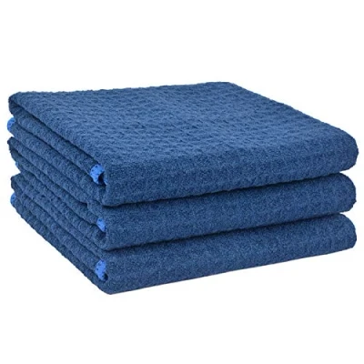 Abbildung von VIVOTE 3er Pack Microfaser Geschirrtücher, Waffelgewebe Küchenhandtücher, Super saugfähige Trocknungstücher 40 cm x 56 Dunkel Blau