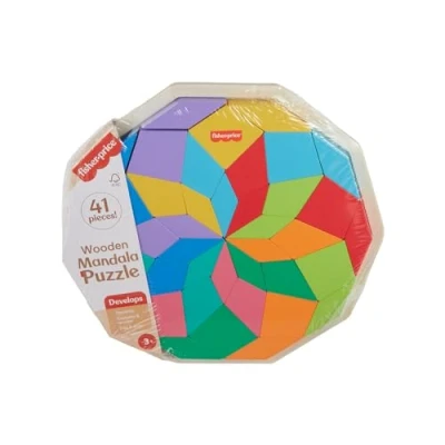 Abbildung von Fisher Price Vorschulspielzeug Holzpuzzle mit geometrischem Mandala Design, 40 teiliges für Kinder ab 3 Jahren, HXT94