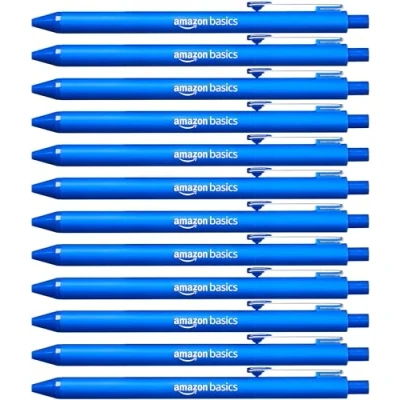 Abbildung von Amazon Basics Einziehbarer Kugelschreiber Blau 12er Pack