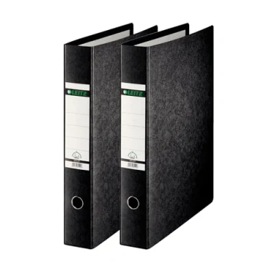 Abbildung von Leitz Ordner Hartpappe, 2er Pack, Mit Griffloch, Schwarz, A3, 80 mm