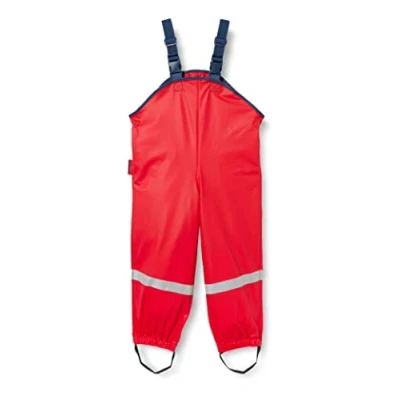 Abbildung von Playshoes Unisex Kinder Matschhose Regenlatzhose Textilfutter Wind Und Wasserdichte Regenhose Regenbekleidung, Rot, 128 EU