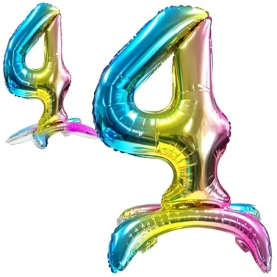 Abbildung von Luftballon 4. Geburtstag Zahl 4 Mehrfarbig Stehende Foil XXL Riesen Folienballon 82cm Geburtstagsdeko Ballon Deko zum Geburtstag.