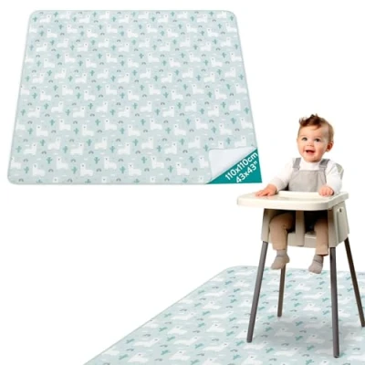 Abbildung von Navaris Rutschfeste Hochstuhl Unterlage Große Spritzmatte Wasserdicht 110 x cm Spritzschutzmatte Bodenschutz Stuhlmatte Splash Mat für Baby