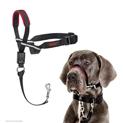 Abbildung von HALTI Optifit Kopfgeschirr, Größe Groß Verhindert, dass Ihr Hund an der Leine zieht, Einfache Anpassung, Leicht, mit gepolstertem Nasenriemen, Anti Zug Halsband für große Hunde
