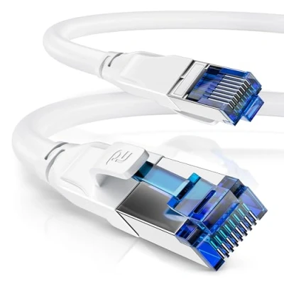 Abbildung von CSL 20m CAT 8.1 Netzwerkkabel 40 Gbits LAN Kabel Patchkabel Datenkabel 8 High Speed Gigabit Ethernet Cable 40000 Mbits Glasfaser Geschwindigkeit S/FTP PIMF Schirmung RJ45 Stecker