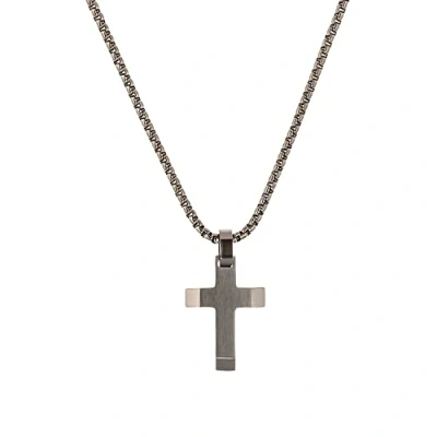 Abbildung von s.Oliver Kette mit Anhänger Edelstahl Jungen Kinder Halsschmuck, 40+3 cm, Silber, Kreuz, Kommt in Schmuck Geschenk Box,