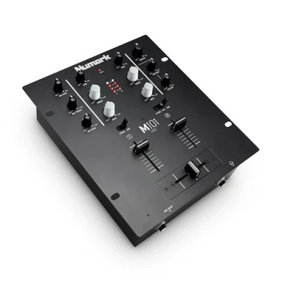 Abbildung von Numark M101USB 2 Kanal DJ Mixer, Rack montierbar mit Band EQ, integriertem Audio Interface, Mikrofoneingang und austauschbarem Crossfader