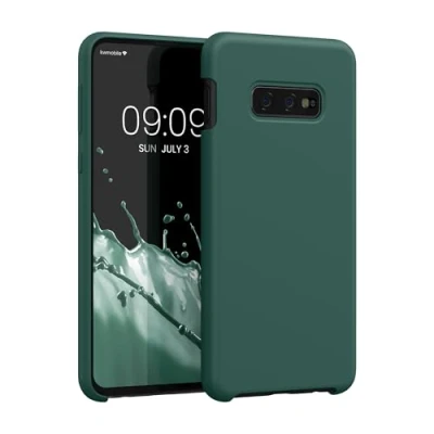 Abbildung von kwmobile Hülle kompatibel mit Samsung Galaxy S10e Silikon Handy Case Handyhülle weiche Oberfläche kabelloses Laden Tannengrün