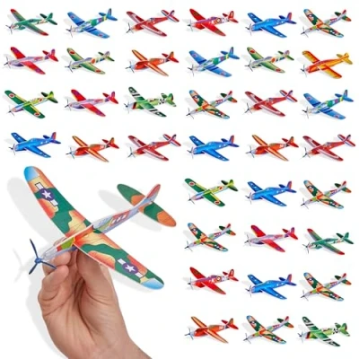 Abbildung von THE TWIDDLERS 48 Styroporflieger Segelflugzeuge Styroporgleiter für Jungen &amp; Mädchen Kindergeburtstag Mitgebsel, Gastgeschenke, Schaumstoff Flugzeug Kinder Give Aways, Partytüten Füller