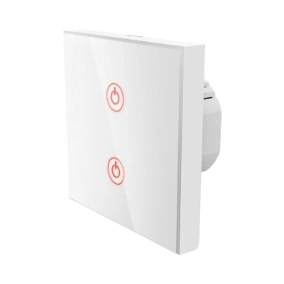 Abbildung von Hama Wi Fi Touch Lichtschalter, kompatibel mit Alexa/Google Home (Unterputz, ohne Hub, Timer, App /Sprachsteuerung (z.B. Echo Dot), 2 Lampen steuerbar, 2,4GHz) WLAN Glas Wandschalter
