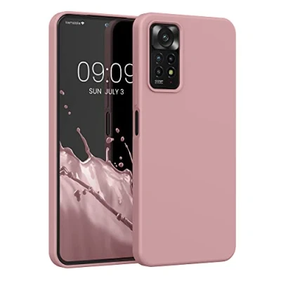 Abbildung von kwmobile Hülle kompatibel mit Xiaomi Redmi Note 11 Pro/Note Pro (5G) / 12 (4G) Silikon Handy Case Handyhülle weiche Oberfläche kabelloses Laden Winter Rose
