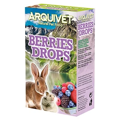 Abbildung von ARQUIVET Berries Drops Waldfrüchte, 65 g, Snacks für Nagetiere, Leckereien, Belohnungen, Leckereien Kaninchen, Hamster, Meerschweinchen, Frettchen