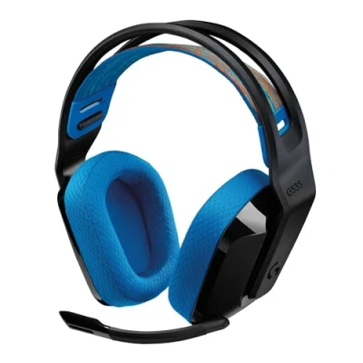 Abbildung von Logitech G G535 Lightspeed Wireless Gaming Headset Leichter On Ear Kopfhörer, Mikrofon stummschaltbar, 33 Stunden Akkulaufzeit, kompatibel mit PS5, PS4, PC, USB C wiederaufladbar Schwarz/Blau