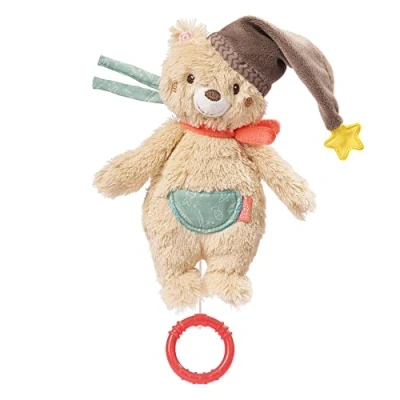 Abbildung von Fehn Spieluhr Baby Einschlafhilfe Bär Kuscheltier mit sanfter Melodie &quot;Brahms Wiegenlied&quot; Babyspielzeug für Unterwegs und Zuhause Musikspielzeug Babys Kleinkinder