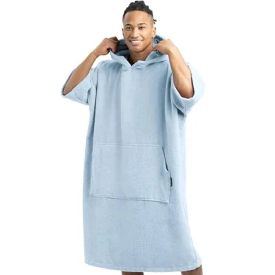 Abbildung von HOMELEVEL Badeponcho Damen und Herren Surf Poncho aus 100% Baumwolle Tuch für Erwachsene Unisex Bademantel Badetuch mit Kapuze