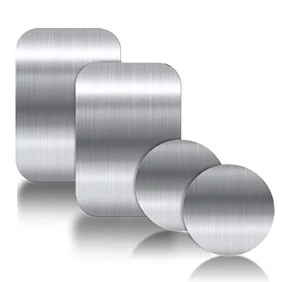 Abbildung von YGKJ 3M Kleber Metallplatte, 4 Stück Metallplättchen Selbstklebend Set für Magnet kfz Handyhalter fürs Auto Sehr Dünn Metallplatten Handy und Tablet (2 Rechteckige 2 Runden) (Silber)