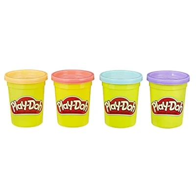 Abbildung von Play Doh 4er Pack Sweet, Pastellfarben für Kinder ab 2 Jahren, Dosen zu je 112 Gramm (pink, hellblau, Hellorange, lila), fantasievolles, kreatives Spielen