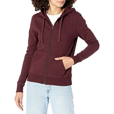 Abbildung von Amazon Essentials Damen Hoodie mit Langem Reißverschluss aus French Terry Fleece (Erhältlich in Übergröße), Burgunderrot, XXL