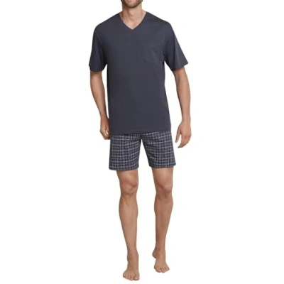 Abbildung von Schiesser Herren Schlafanzug Kurz V ausschnitt Nightwear Pyjamaset, Anthrazit_159636, 62 EU
