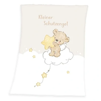 Abbildung von Herding Kleiner Schutzengel Microfaserflauschdecke, 75x100 cm, 100% Polyester, Weiß/Beige