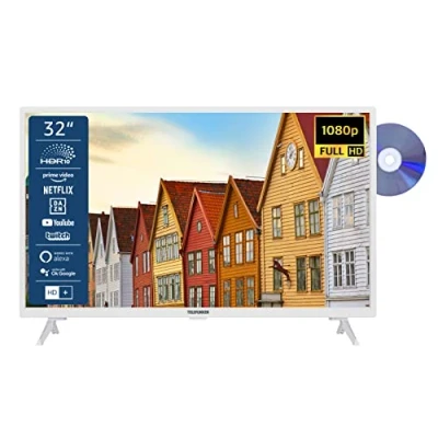 Abbildung von TELEFUNKEN XF32SN550SD W 32 Zoll Fernseher/Smart TV (Full HD, HDR, Triple Tuner, DVD Player) Inkl. 6 Monate HD+ [2023], Weiß