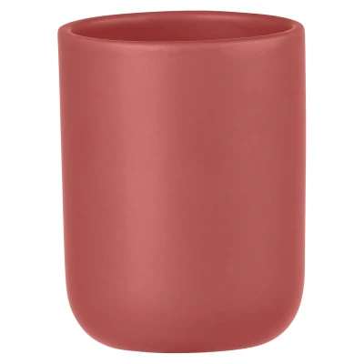 Abbildung von Allstar Zahnputzbecher Olinda, Zahnbürstenhalter in konischer Form, Mundspülbecher mattiertem Finish, hergestellt aus Keramik, idealer Zahnbecher für Zahnbürste, Zahnpasta &amp; Co., Ø 7,6 x 10 cm, Rot