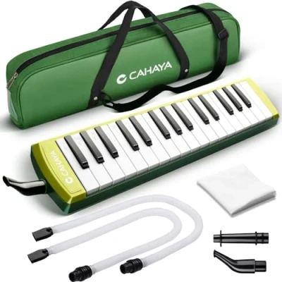 Abbildung von CAHAYA 32 Tasten Melodica für Kinder Instrument mit Tragetasche geeignet Anfänger Studenten, musikalisches Geschenk Jungen und Mädchen, Grün CY0356