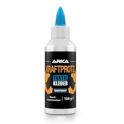 Abbildung von Textilkleber Stoffkleber auf wasserbasis waschmaschinenfest &amp; bügelbeständig trocknet transparent KRAFTPROTZ 100 ml / 106 g Ideal für die unterschiedlichsten Textilien