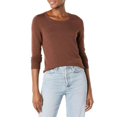 Abbildung von Amazon Essentials Damen Leichter, Langärmeliger Pullover Mit Rundhalsausschnitt (Erhältlich in Übergröße), Dunkles Kastanienbraun, L