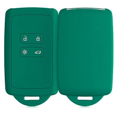 Abbildung von kwmobile Autoschlüssel Hülle kompatibel mit Renault 4 Tasten Smartkey (nur Keyless Go) Silikon Schutzhülle Schlüsselhülle Cover in Dunkelgrün