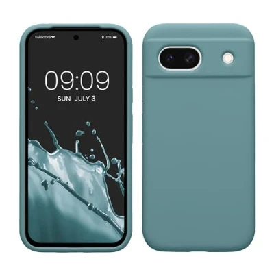 Abbildung von kwmobile Hülle kompatibel mit Google Pixel 8a Silikon Handy Case Handyhülle weiche Oberfläche kabelloses Laden Arctic Night