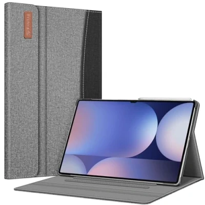 Abbildung von Fintie Hülle für Samsung Galaxy Tab S10 Ultra/S9 Ultra/S8 Ultra 14.6 Zoll Tablet, Multi Winkel Betrachtung Folio Schutzhülle mit Dokumentschlitze und Auto Schlaf/Wach, Dunkelgrau