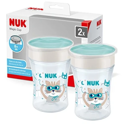 Abbildung von NUK Magic Cup Trinklernbecher 8+ Monate 230 ml auslaufsicherer 360 Trinkrand BPA frei grau 2 Stück