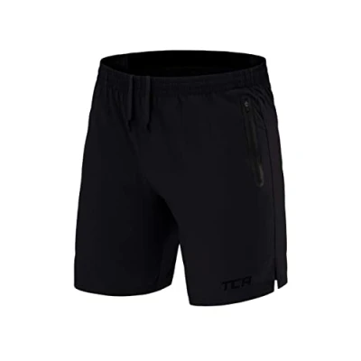 Abbildung von TCA Herren Elite Tech Leichte Laufhose Gymshorts Trainingsshorts und Laufshorts mit Reißverschlusstaschen Sporthose Kurz Schwarz, M